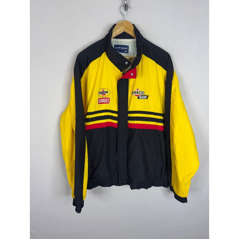 Vintage Swingster Pennzoil Racing Jacket Mens XXL Yellow Black Gumout USA Made